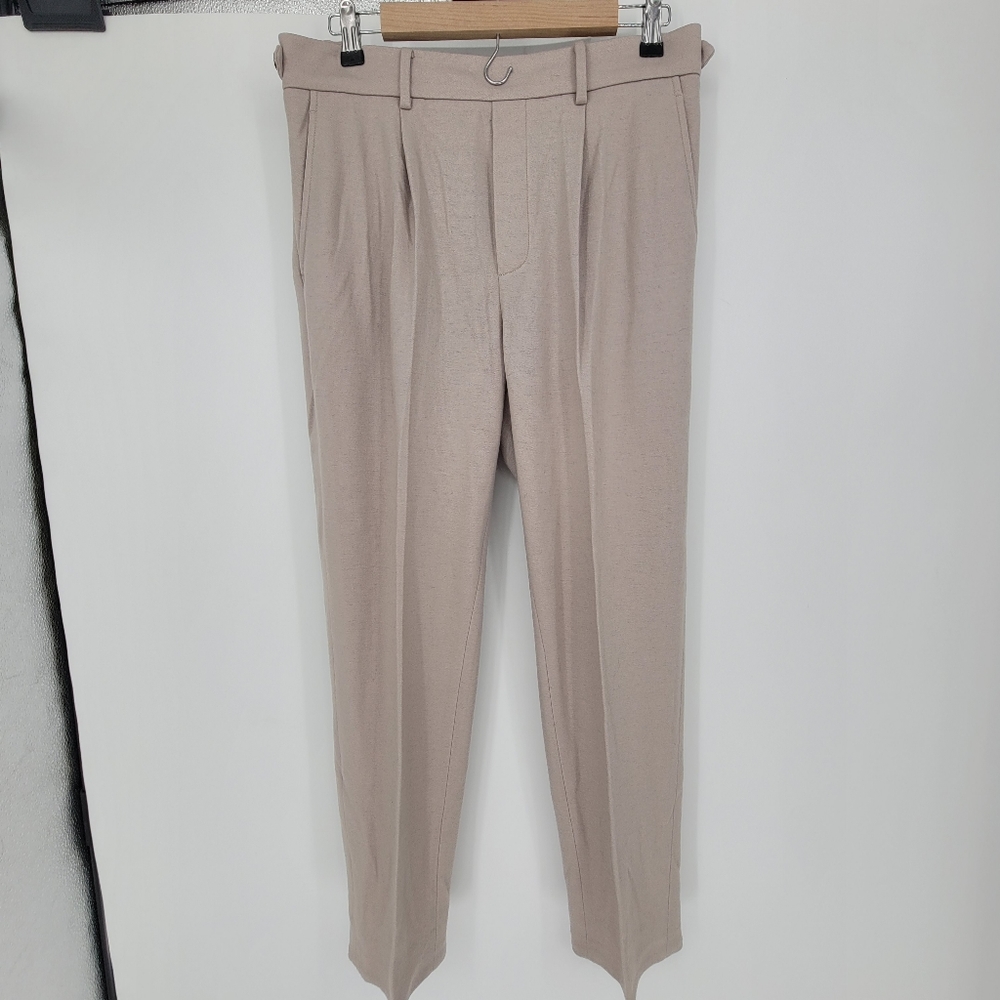Vince beige grey wool pull on straight leg pants size  Large